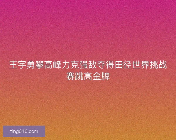王宇勇攀高峰力克强敌夺得田径世界挑战赛跳高金牌