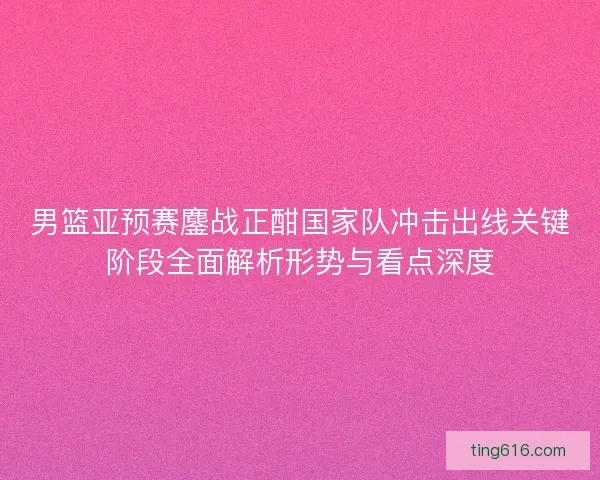 男篮亚预赛鏖战正酣国家队冲击出线关键阶段全面解析形势与看点深度