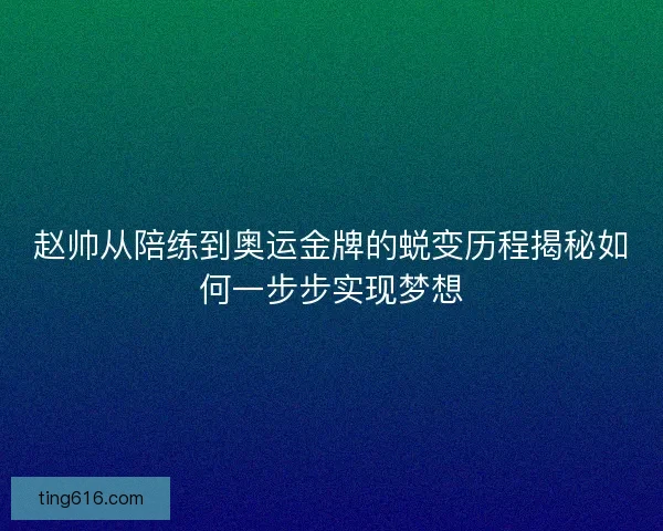 赵帅从陪练到奥运金牌的蜕变历程揭秘如何一步步实现梦想