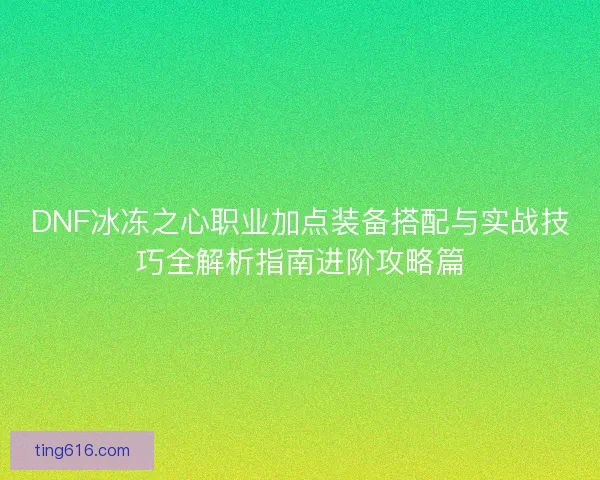 DNF冰冻之心职业加点装备搭配与实战技巧全解析指南进阶攻略篇