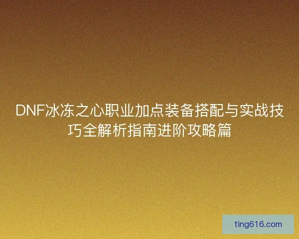 DNF冰冻之心职业加点装备搭配与实战技巧全解析指南进阶攻略篇